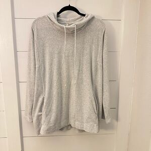PURE JILL M Grey velour hooded woman pullover cotton blend top Lounge casual